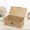 1 Basket with Lids: Seagrass Storage Woven Basket Straw Desktop Rattan 9 inch Hand- Woven Storage Basket Bins Container Organizer for Shelf Desktop Home Decor